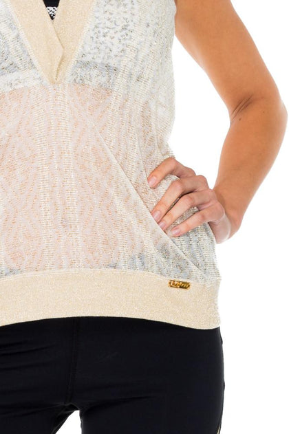 BARACOA - Hoodie Long Vest & Gold Cut Out Capri • Black Gold