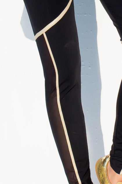 WARRIOR SPIRIT - Fishnet Bomber Jacket & Gold Trimmed Legging • Black Gold