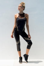 WARRIOR SPIRIT - Tank Top & Mesh Sides Capri Legging • Black Gold