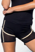 WARRIOR SPIRIT - Fishnet Cutout Shirt & Cut Off Shorts • Black Gold