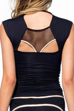 WARRIOR SPIRIT - Fishnet Cutout Shirt & Cut Off Shorts • Black Gold