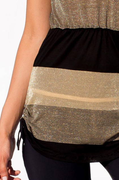 WARRIOR SPIRIT - Relaxed Fit Drawstring Top & Gold Trimmed Legging • Black Gold