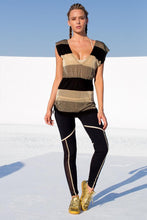 WARRIOR SPIRIT - Relaxed Fit Drawstring Top & Gold Trimmed Legging • Black Gold