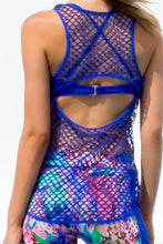 GORGEOUS CHAOS - Fishnet Racerback Tank & Mesh Sides Capri Legging • Multicolor