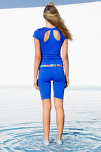 GORGEOUS CHAOS - Cutout Back T Shirt & Mixed Waistband Capri Legging • Multicolor