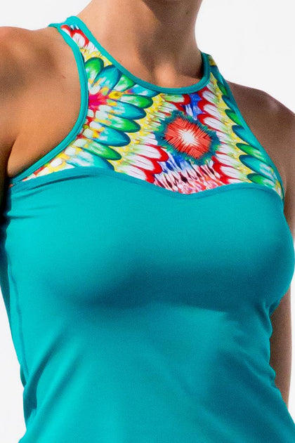 WILD HEART - High Neck Racer Tank Top & Mixed Waistband Capri • Multicolor