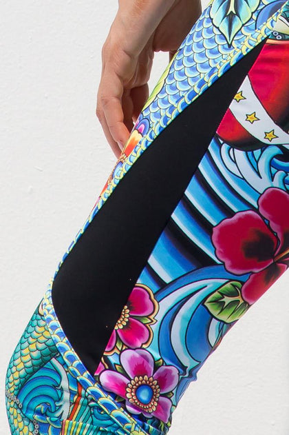 INKED BABE - Mesh Side Racer Back & Inked Babe Short Pants • Multicolor