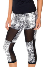 BOMBO - Mesh Inner Top V Cross Back Tanktop & Cross Waistband Mesh Cut Out Capri Legging • Multicolor