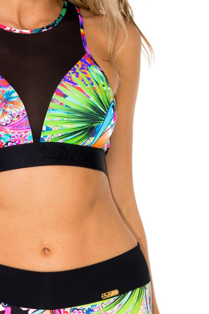 VIVA CUBA - Elastic Band Sports Bra & Mesh Cut Out Legging • Multicolor