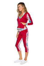 AZUCAR - Pintucked Sleevers Open Side Jacket & Cross Waistband Capri Legging • Multicolor