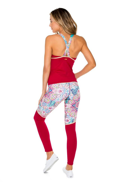 AZUCAR - Inner Top Cross Back Tank Top & Gold Trimmed Legging • Multicolor