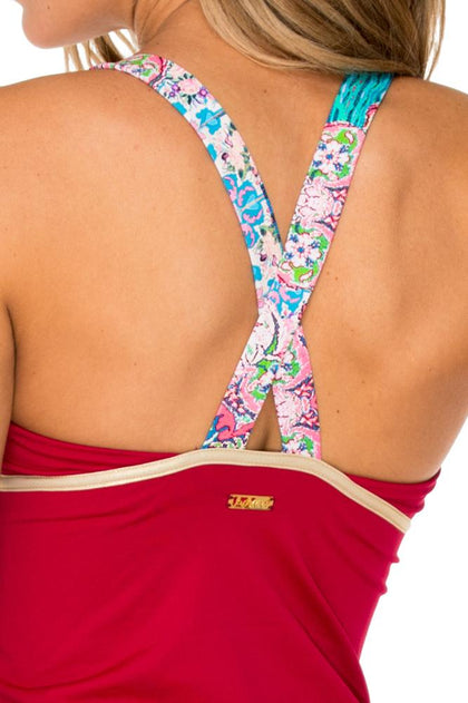 AZUCAR - Inner Top Cross Back Tank Top & Gold Trimmed Legging • Multicolor