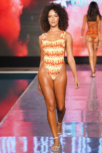 FLAME OF LOVE - Tank Open Sides Thong One Piece Bodysuit • White Runway