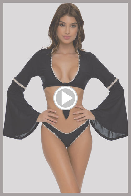 MIDNIGHT DREAMING - Cuba Libre Crop Top & High Leg Bottom • Black