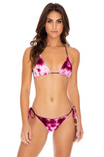 INK EXPLOSION - Triangle Top & Wavey Ruched Back Tie Side Bottom • Violet