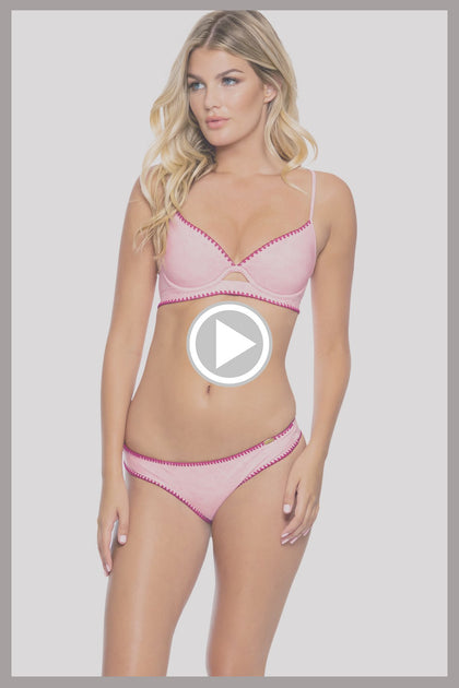 CANDY CLOUDS - Underwire Top & Seamless Wavey Ruched Back Bottom • Pink