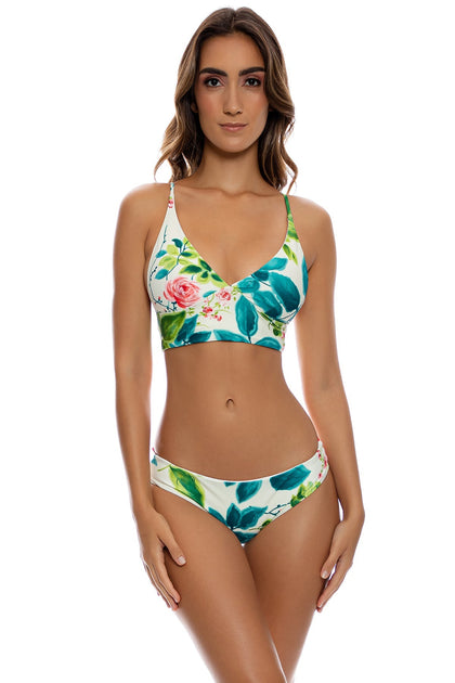 FLORAL BABY - Cross Back Bustier Top & Seamless Full Ruched Back Bottom • Multicolor