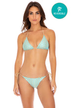 DOTTED DELIGHT - Triangle Top & Wavey Ruched Back Tie Side Bottom • Aqua