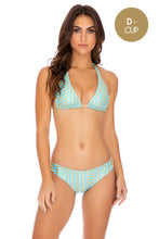 DOTTED DELIGHT - Triangle Halter Top & Full Bottom • Aqua