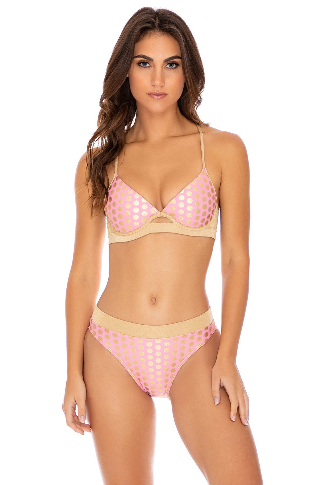 DOTTED DELIGHT - Underwire Top & High Leg Banded Waist Bottom • Pink Lemonade