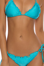 COSITA BUENA - Wavy Triangle Top & Wavy Ruched Back Tie Side Bottom • Aruba Blue