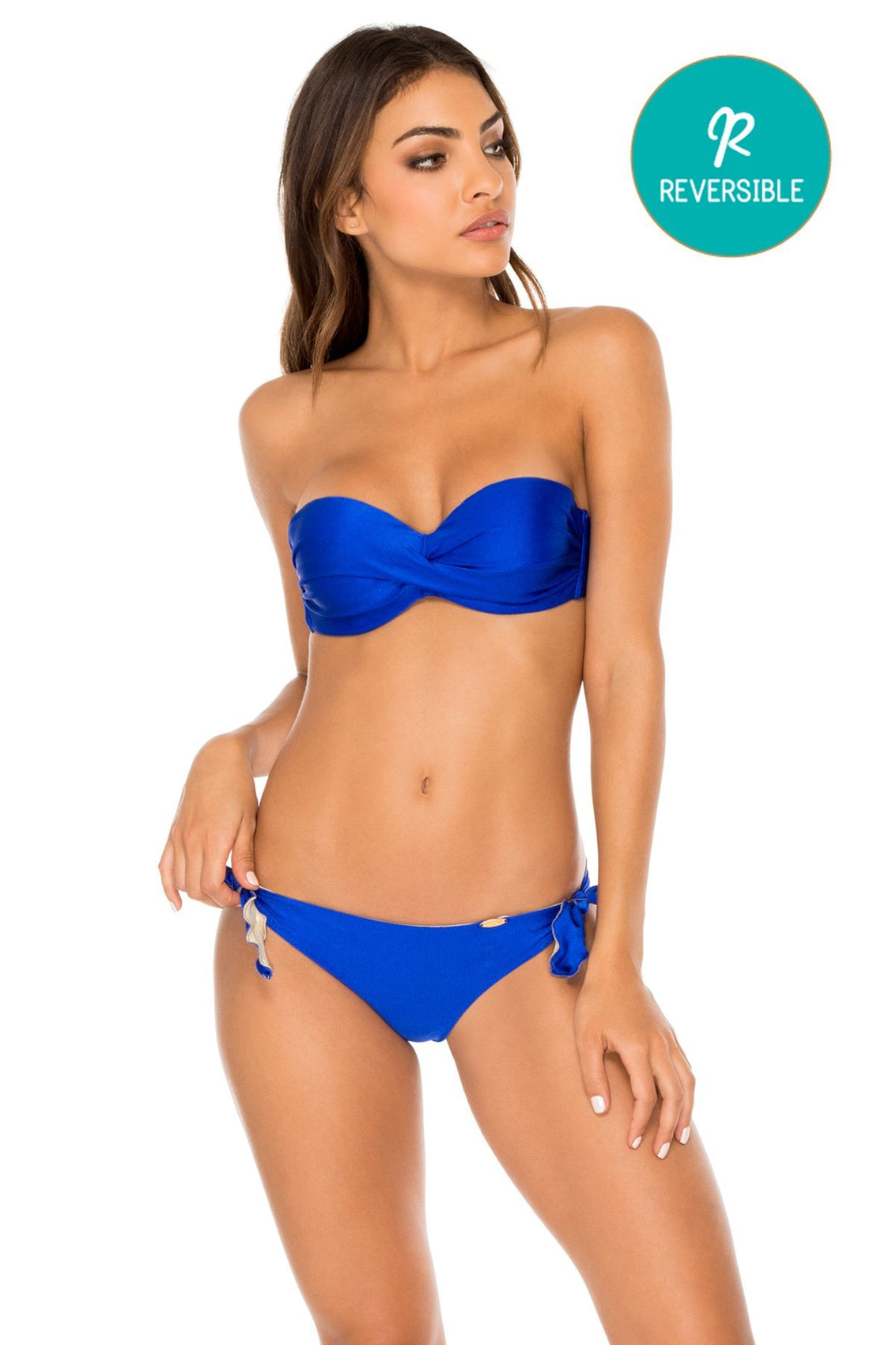 COSITA BUENA - Underwire Push Up Bandeau Top & Cayo Coco Brazilian Bottom • Electric Blue