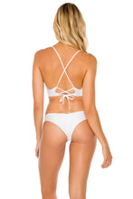 COSITA BUENA - Cross Back Bustier Top & Drawstring Ruched Brazilian Bottom • White