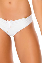 COSITA BUENA - Cross Back Bustier Top & Drawstring Ruched Brazilian Bottom • White