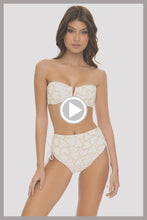 MY LOVE - Gold V Ring Bandeau Top & High Waist Bottom • White