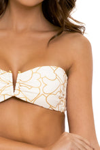 MY LOVE - Gold V Ring Bandeau Top & High Leg Bottom • White