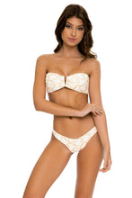MY LOVE - Gold V Ring Bandeau Top & High Leg Bottom • White