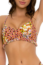 GARDEN NIGHTS - Puckered Ruffle Bralette & Tab Side High Leg Thong Bottom • Multicolor