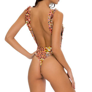 GARDEN NIGHTS - Tank Open Sides Thong One Piece Bodysuit