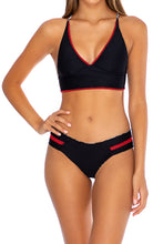 JUNGLE QUEEN - Cross Back Bustier Top & Stitched Straps Moderate Bottom • Perla