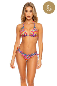 RULE BREAKER - Triangle Halter Top & Adjustable Side Full Bottom• Multicolor