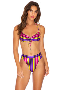 PARTY ANIMAL - Bandeau Top & High Leg Banded Waist Bottom • Multicolor
