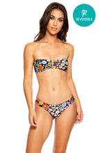 LOVE SPELL - Gold V Ring Bandeau Top & Seamless Wavy Ruched Back Bottom • Multicolor