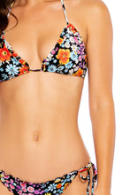 LOVE SPELL - Triangle Top & Wavy Ruched Back Tie Side Bottom • Black