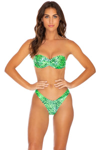 ROCKSTAR - Underwire Push Up Bandeau Top & High Leg Bottom • Neon Lime