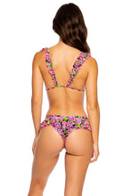 SEXY SEÑORITA - Frilly Triangle Top & Ruffle Wavy Back Ruched Bottom • Pink Black