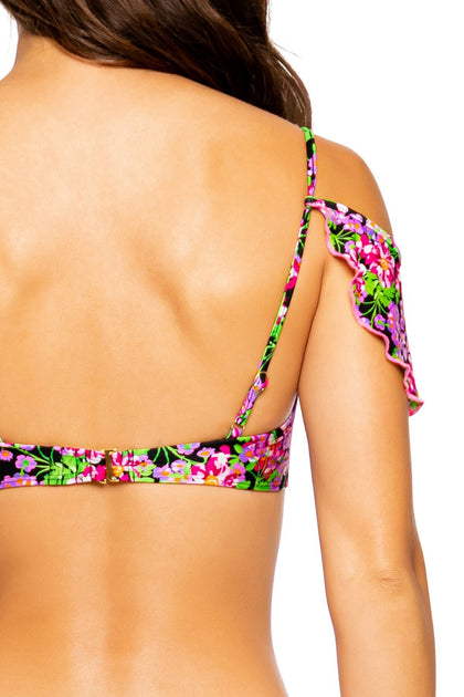 SEXY SEÑORITA - V Ruffle Top & Full Ruched Back Bottom • Pink Black