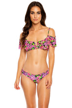 SEXY SEÑORITA - V Ruffle Top & Full Ruched Back Bottom • Pink Black