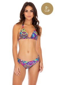 RETRO CRUSH - Triangle Halter Top & Seamless Full Ruched Back Bottom • Multicolor