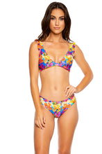 DULCE TORMENTO - Ruffle Cross Back Halter Top & Seamless Full Ruched Back Bottom • Multicolor