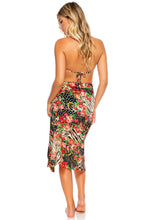 LA VIDA ES UN CARNAVAL - Molded Push Up Bandeau Halter Top & Ruffled Pareo • Multicolor