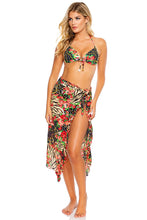 LA VIDA ES UN CARNAVAL - Molded Push Up Bandeau Halter Top & Ruffled Pareo • Multicolor