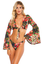 LA VIDA ES UN CARNAVAL - Stitched Bell Sleeve Crop Top & High Leg Bottom • Multicolor