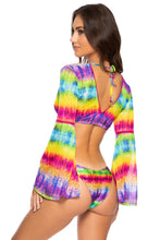 AFTERGLOW - Stitched Bell Sleeve Crop Top & High Leg Bottom • Multicolor