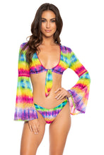 AFTERGLOW - Stitched Bell Sleeve Crop Top & High Leg Bottom • Multicolor