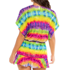 AFTERGLOW - Playera Stitched V-neck Ruffle Dress